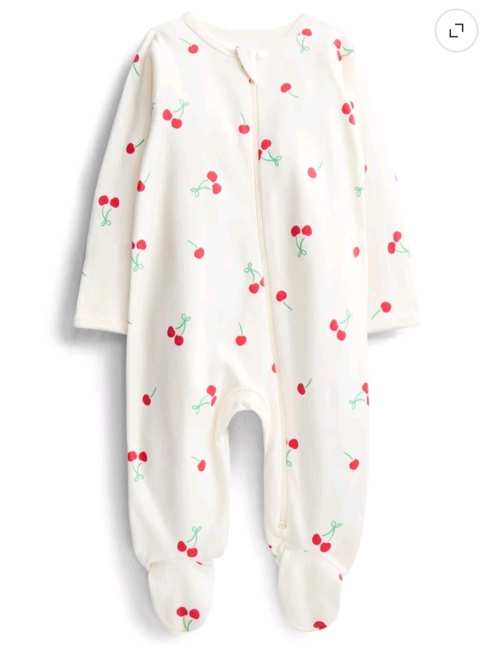NWT cottagecore ivory cream Cherry baby girl Sleep N Play Pajamas 6-9M